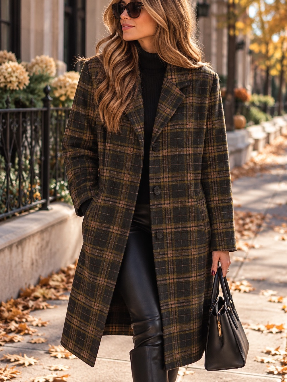 Cotton On Brunswick Plaid Longline Fall Coat Size M
